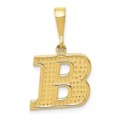 14K Yellow Gold Initial B Charm Letter Pendant Jewelry 26mm x 15mm
