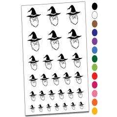 Wise Wizard Old Man Beard Hat Temporary Tattoo Water Resistant Fake Body Art Set Collection Dark Blue