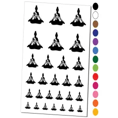 Yoga Pose Siddhasana Accomplished Sitting Temporary Tattoo Water Resistant Fake Body Art Set Collection Orange