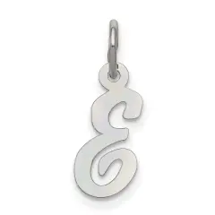 Sterling Silver Small Script Initial Letter E Charm Jewerly 16mm x 8mm