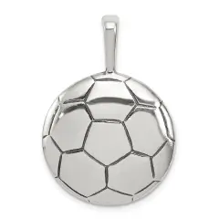 Sterling Silver Antiqued Soccer Ball Pendant Charm Jewerly 33mm x 22mm