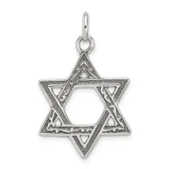 Sterling Silver Star of David Charm Jewerly 28mm x 20mm