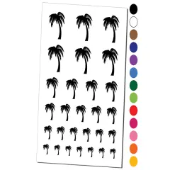 Palm Tree Tropical Solid Temporary Tattoo Water Resistant Fake Body Art Set Collection White