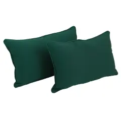 20-inch by 12-inch Double-corded Solid Twill Back Support Pillows with Inserts (Set of 2) - Forest Green