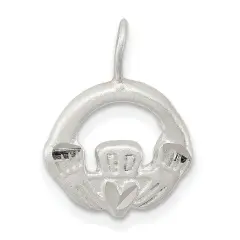 Sterling Silver Claddagh Charm Pendant Irish Jewelry 19mm x 14mm