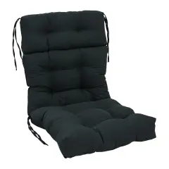 22-inch by 45-inch Solid Twill Tufted Chair Cushion Black-Color