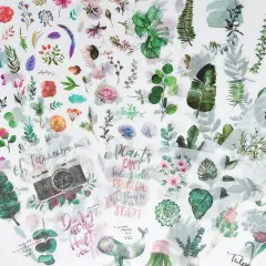 Wrapables Washi Stickers Sets for Scrapbooking, DIY Crafts for Stationery, Diary, Card Making 9, Leaves Flowers