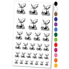 Moose Wading in Water Temporary Tattoo Water Resistant Fake Body Art Set Collection Dark Green