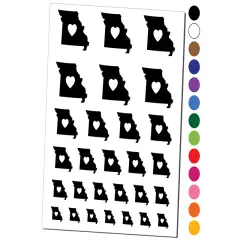 Missouri State with Heart Temporary Tattoo Water Resistant Fake Body Art Set Collection Yellow
