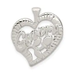 Sterling Silver Grandma Heart Charm Pendant Jewelry 20mm x 22mm