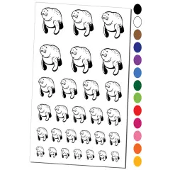 Gentle Manatee Temporary Tattoo Water Resistant Fake Body Art Set Collection Dark Green