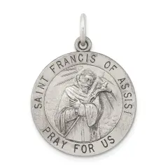 Sterling Silver Saint Francis Round Medal