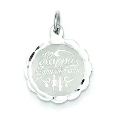 Sterling Silver Happy Anniversary Charm FindingKing Jewerly 23mm x 16mm