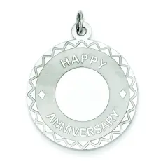 Sterling Silver Happy Anniversary Engravable Charm Jewerly 34mm x 26mm