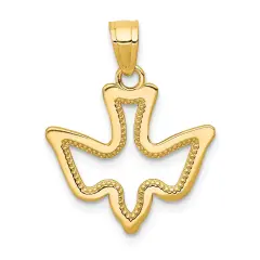 10K Gold Dove Charm Pendant Jewelry 20mm x 16mm