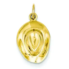 14K Yellow Gold 3D Fedora Hat Charm Polished Jewelry 21mm x 11mm