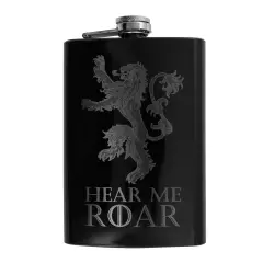 8oz BLACK Hear Me Roar Flask