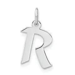 Sterling Silver Small Artisian Block Initial R Charm Jewerly 18mm x 10mm