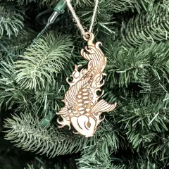 Ornament - Koi - Raw Wood 2x4in