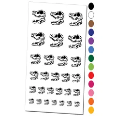 Velociraptor Skull Dinosaur Fossil Bone Temporary Tattoo Water Resistant Fake Body Art Set Collection Yellow