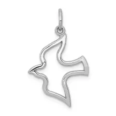 10K White Gold Holy Spirit Dove Charm Religious New 25 X 16mm Jewerly
