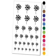 Dandelion Abstract Doodle Temporary Tattoo Water Resistant Fake Body Art Set Collection Black