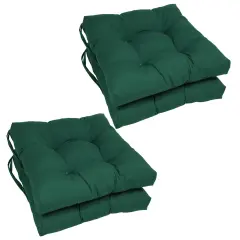 16-inch Solid Twill Square Tufted Chair Cushions (Set of 4) - Forest Green