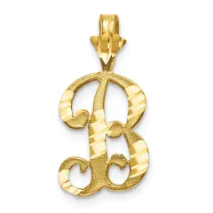 10K Yellow Gold Grooved Initial B Charm FindingKing Jewerly 20mm x 11mm