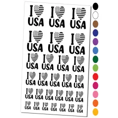 I Heart Flag USA Patriotic Fourth of July Temporary Tattoo Water Resistant Fake Body Art Set Collection Red