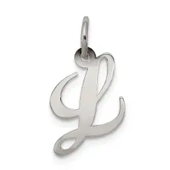 Sterling Silver Small Script Initial Letter L Charm Jewerly 16mm x 10mm