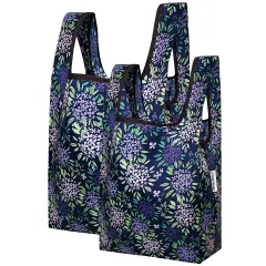 Wrapables JoliBag Collection Reusable Shopping Bag (Set of 2) Purple Hydrangeas
