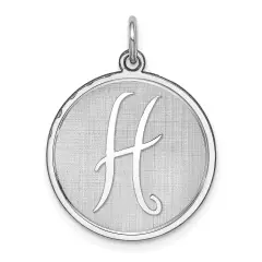 Sterling Silver Brocaded Initial Capital H Charm Jewerly 27mm x 20mm