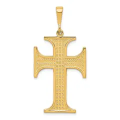 10K Gold Cross Charm Pendant Jewelry 44 x 23mm