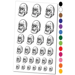 Realistic Human Skull Temporary Tattoo Water Resistant Fake Body Art Set Collection Purple
