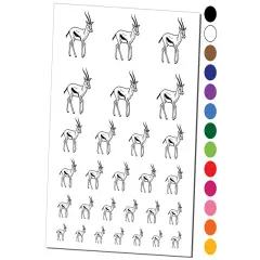 Thomson's Gazelle Antelope African Temporary Tattoo Water Resistant Fake Body Art Set Collection Dark Green