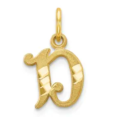 10K Yellow Gold Initial D Charm Letter Jewelry New 20 X 11mm