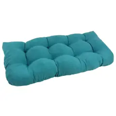 42-inch by 19-inch U-Shaped Micro Suede Polyester Tufted Settee/Bench Cushion - Aqua Blue