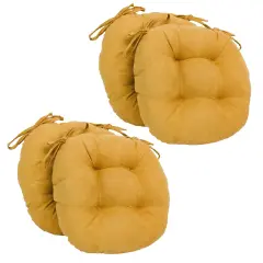 16-inch Solid Micro Suede Round Tufted Chair Cushions (Set of 4) - Lemon