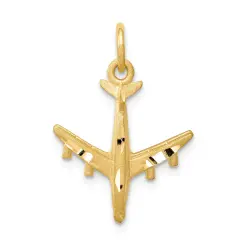 10K Yellow Gold Airplane Charm Jewelry FindingKing New 20 X 16mm