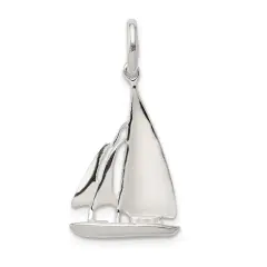 Sterling Silver Sailboat Charm Pendant Nautical Jewelry 23mm x 17mm