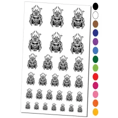 Samurai Warrior Oni Helmet Temporary Tattoo Water Resistant Fake Body Art Set Collection Purple
