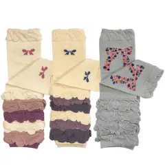 Wrapables Colorful Baby Leg Warmers Set of 3, Half Ruched and Bows