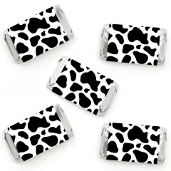 Big Dot of Happiness Cow Print - Mini Candy Bar Wrapper Stickers - Farm Animal Party Small Favors - 40 Count