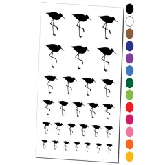 Sandpiper Bird Solid Temporary Tattoo Water Resistant Fake Body Art Set Collection Black