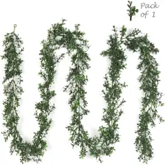 9ft Green Boxwood Garland - 384 Lifelike Tips, Faux Greenery for Home & Event Decor by Floral Home&reg;