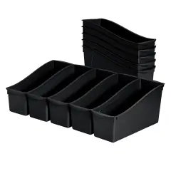 Linking Book Bins, Colorful Connecting Storage Black