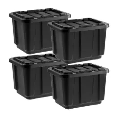 IRIS USA 11.5Gal Heavy-Duty Storage Plastic Bin Tote Container for Garage with Durable Lid Black