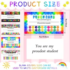 320 PCS Punch Cards, Incentive Loyalty Reward Card Student Awards Loyalty Cards for Business, Classroom, Kids Behavior, Students, Teachers, 3.5 x 2 Inch, 4 Styles (Multi Punches)