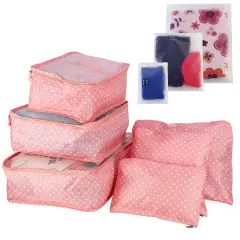 9Pcs Clothes Storage Bags Water-Resistant Travel Luggage Organizer Clothing Packing Cubes Pink spot
