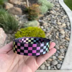 Pastel Rainbow Ombr&eacute; Check 1&rdquo; Seatbelt Webbing (by the yard) 10yd cut